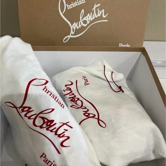 Christian Louboutin White Socks with Red Logo - Picture 1 of 4